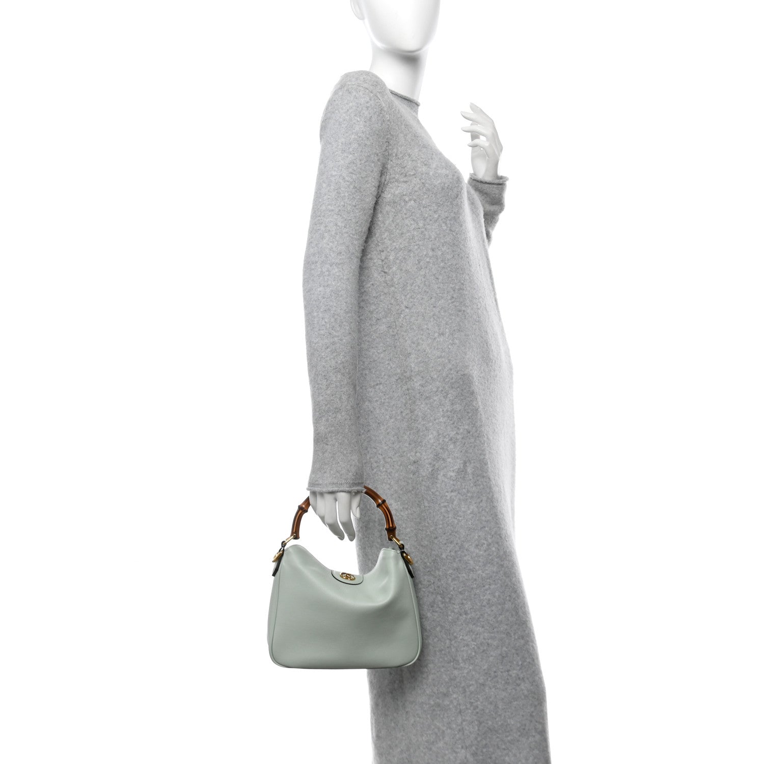 Gucci Softy Wonka Textured Dollar Calfskin Small Diana Shoulder Bag Pale Green 2 of 10