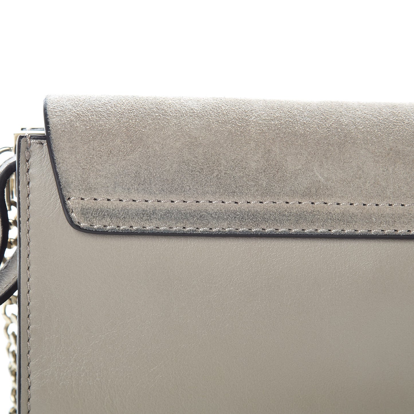 Suede Calfskin Mini Faye Shoulder Bag Motty Grey