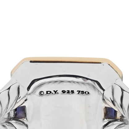 David Yurman Sterling Silver 18K Yellow Gold Amethyst Iolite Three Stone Novella Ring 60 9 5 of 6