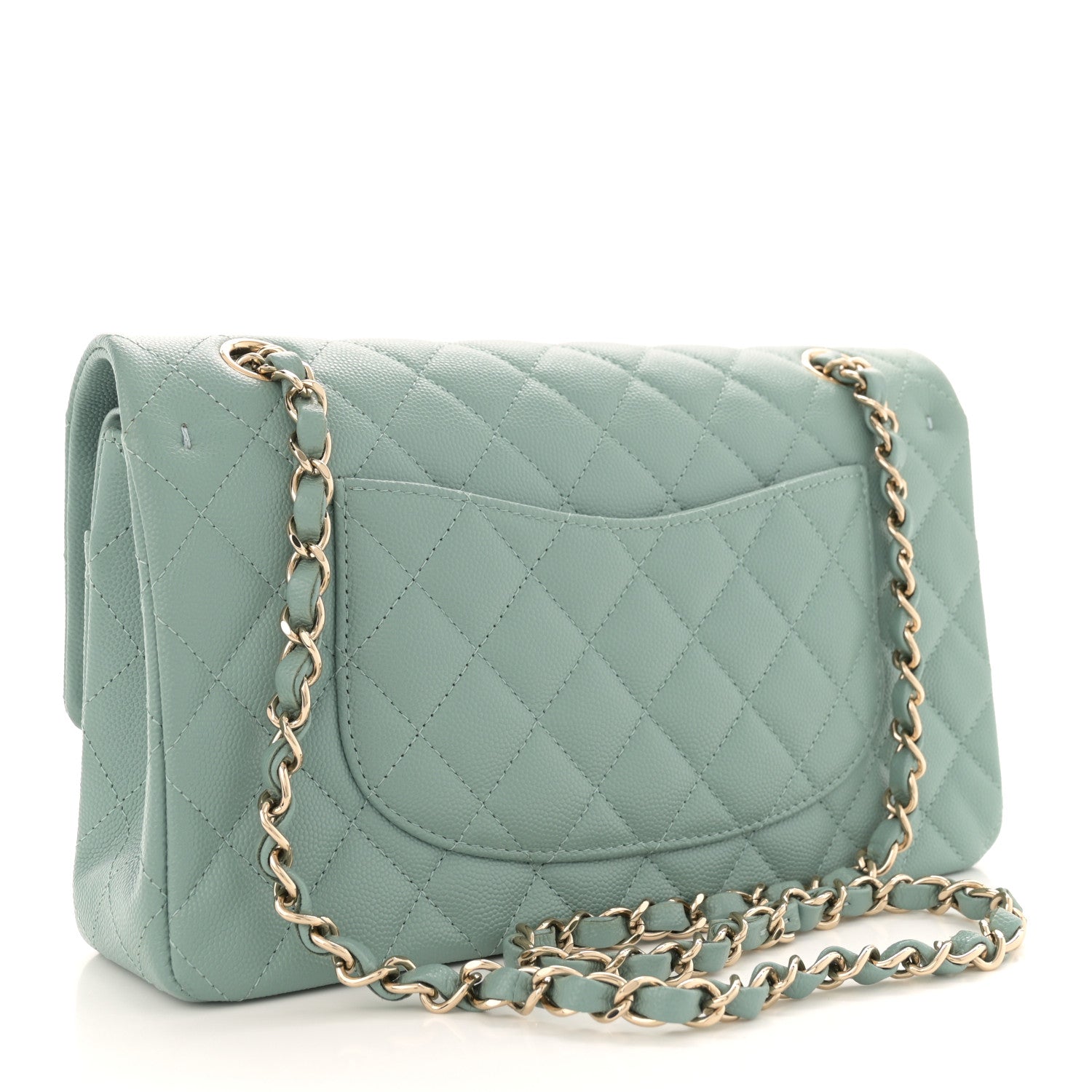 Chanel Caviar Quilted Medium Double Flap Light Blue 3 of 10