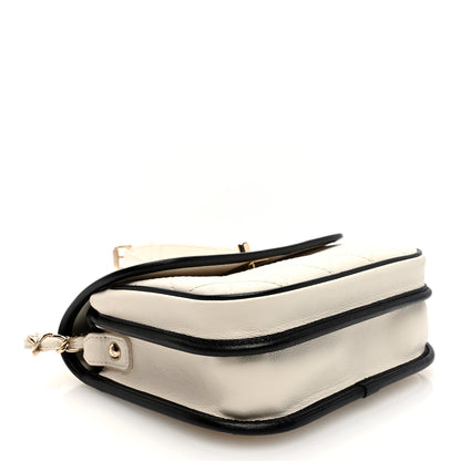 Chanel Caviar Quilted Round Messenger Flap White Black 4 of 10