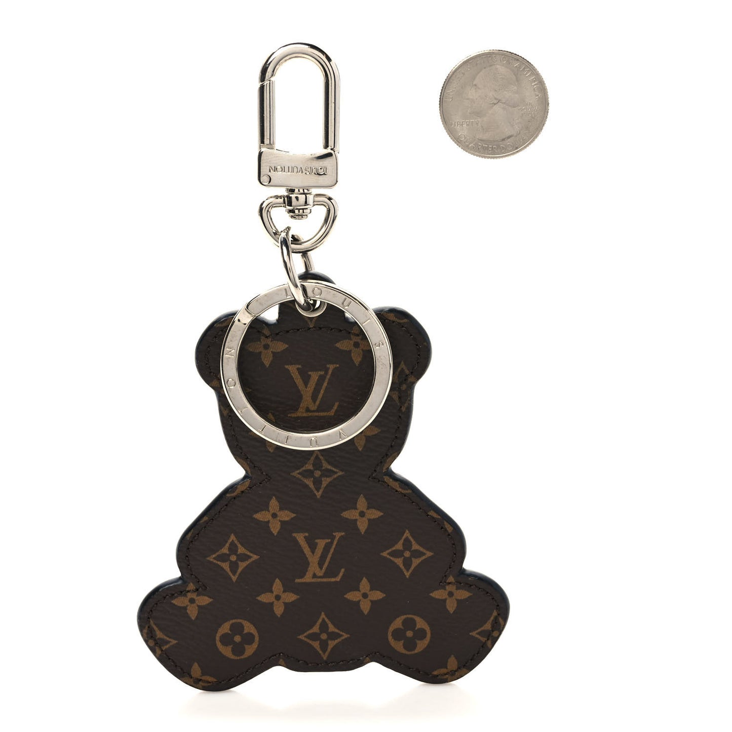 Monogram Teddy Bear Bag Charm Key Holder Brown