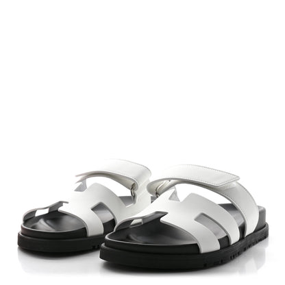 Hermes Calfskin Womens Chypre Sandals 35.5 White 3 of 10