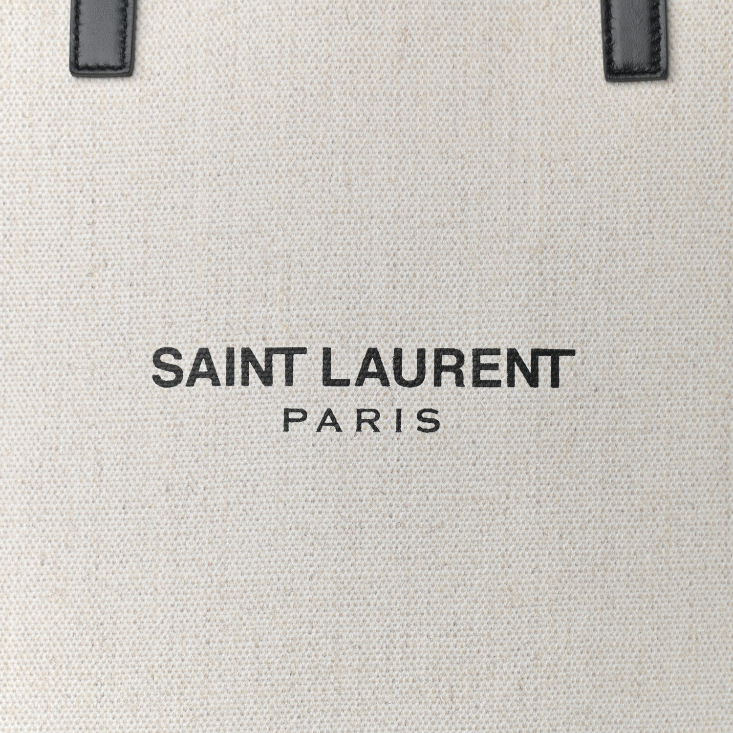Saint Laurent Canvas Calfskin Teddy Drawstring Shopping Tote White Black 10 of 12