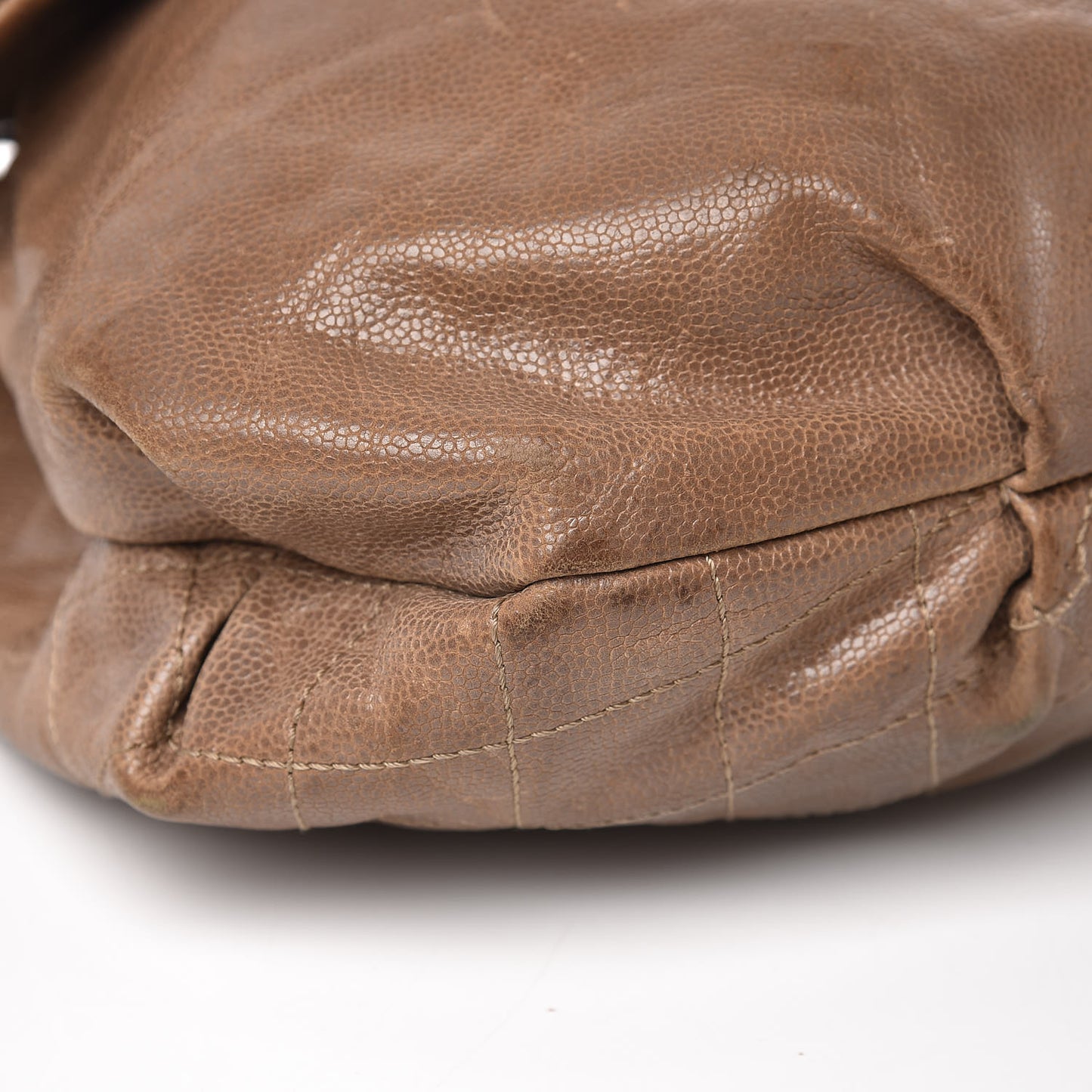 Grained Calfskin Quilted Maxi Elastic Flap Taupe