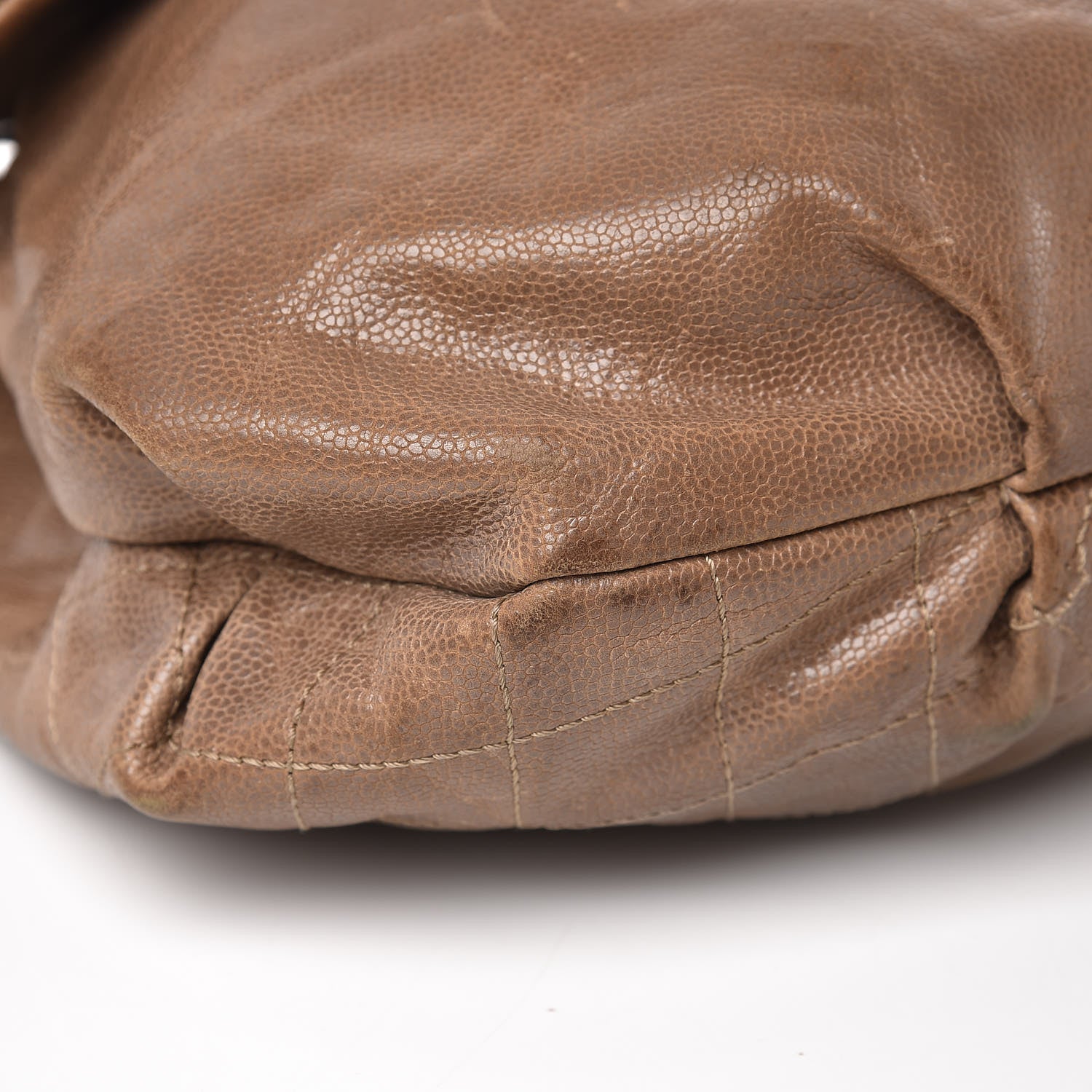 Chanel Grained Calfskin Quilted Maxi Elastic Flap Taupe 8 of 14