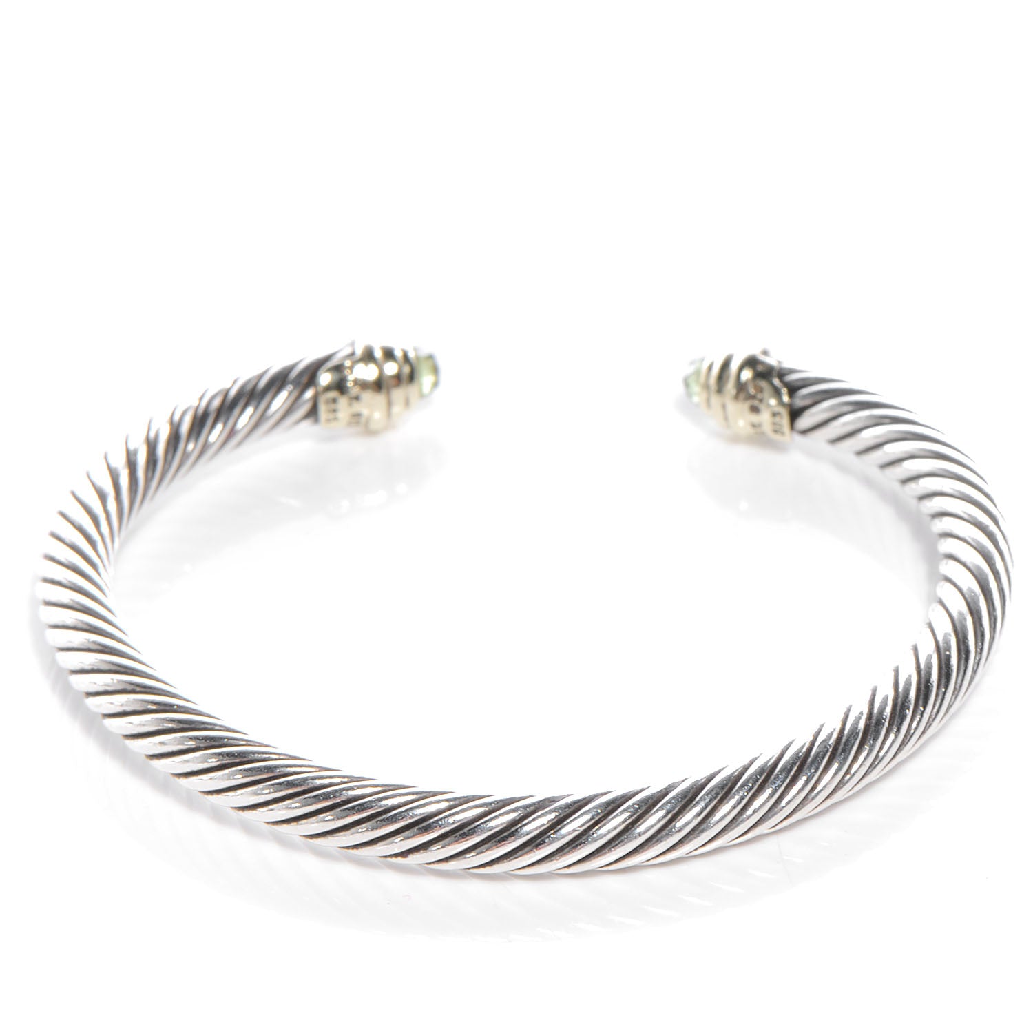 David Yurman Sterling Silver 14K Yellow Gold Peridot 5mm Cable Classics Bracelet 4 of 6