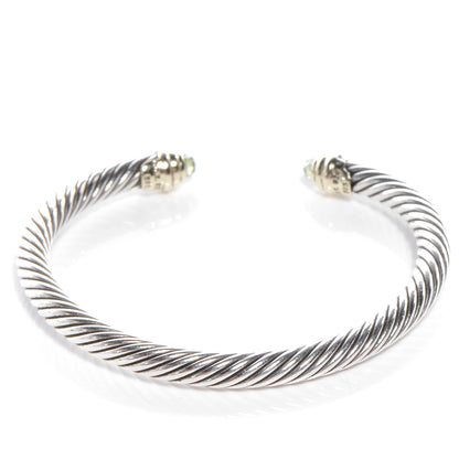 David Yurman Sterling Silver 14K Yellow Gold Peridot 5mm Cable Classics Bracelet 4 of 6