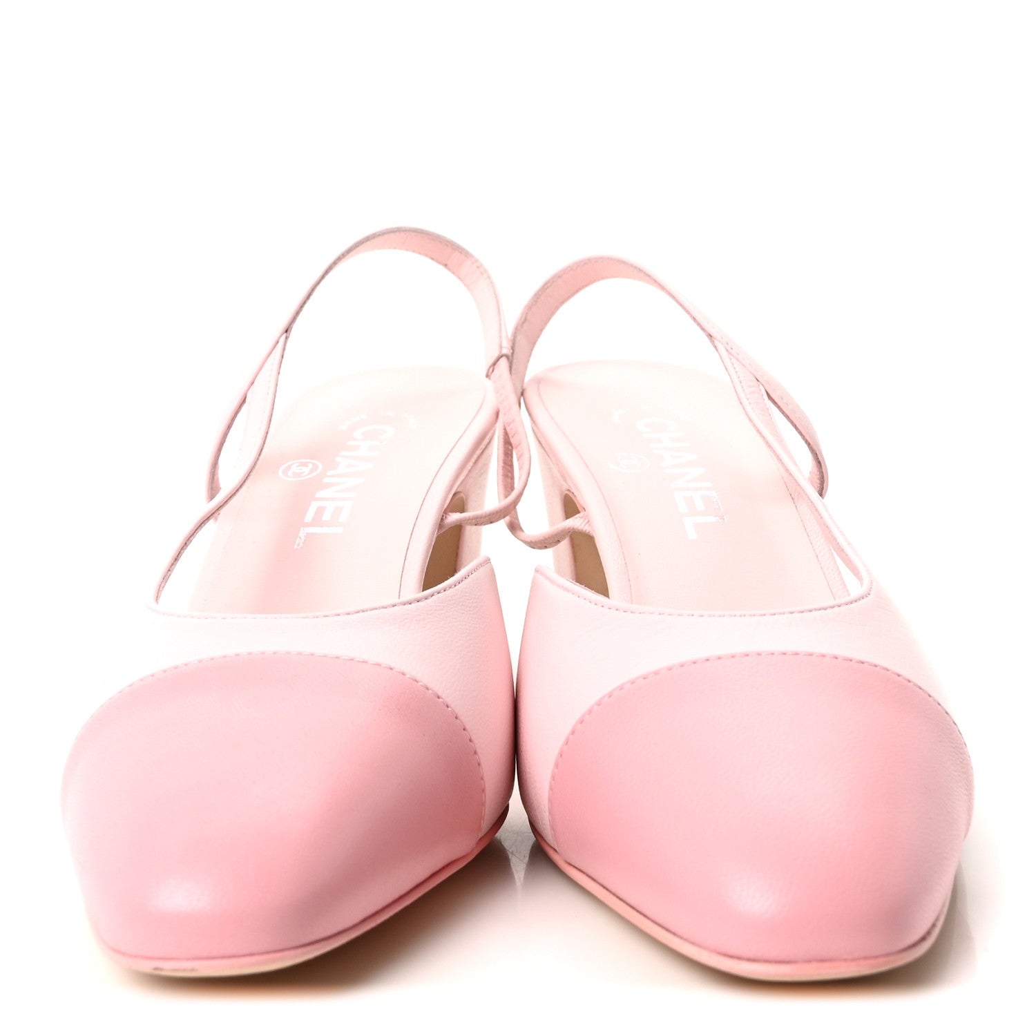 Chanel Lambskin Cap Toe CC Slingback Sandals 39.5 Pink 3 of 10