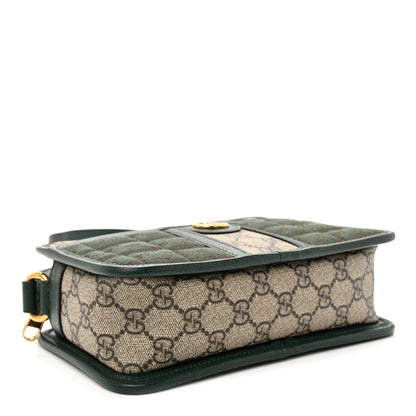 Gucci Monogram GG Mignon Textured Dollar Calfskin GG Supreme Monogram Quilted Mini GG Shoulder Bag Green Beige Ebony 4 of 9