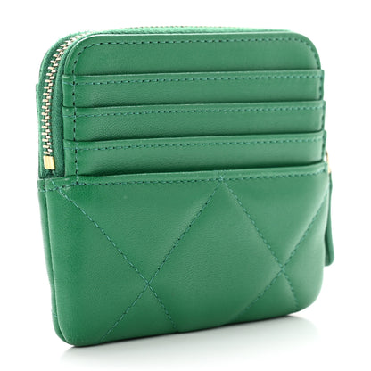 Chanel Lambskin Quilted Chanel 19 Zip Card Holder Wallet Green 3 of 9