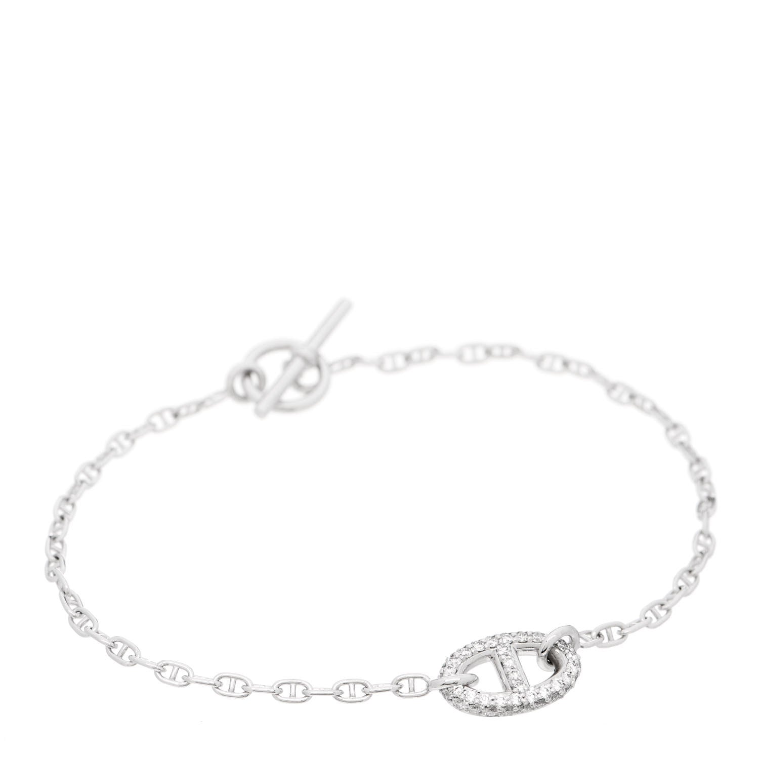 Hermes 18K White Gold Diamond Farandole Bracelet LG 1 of 4