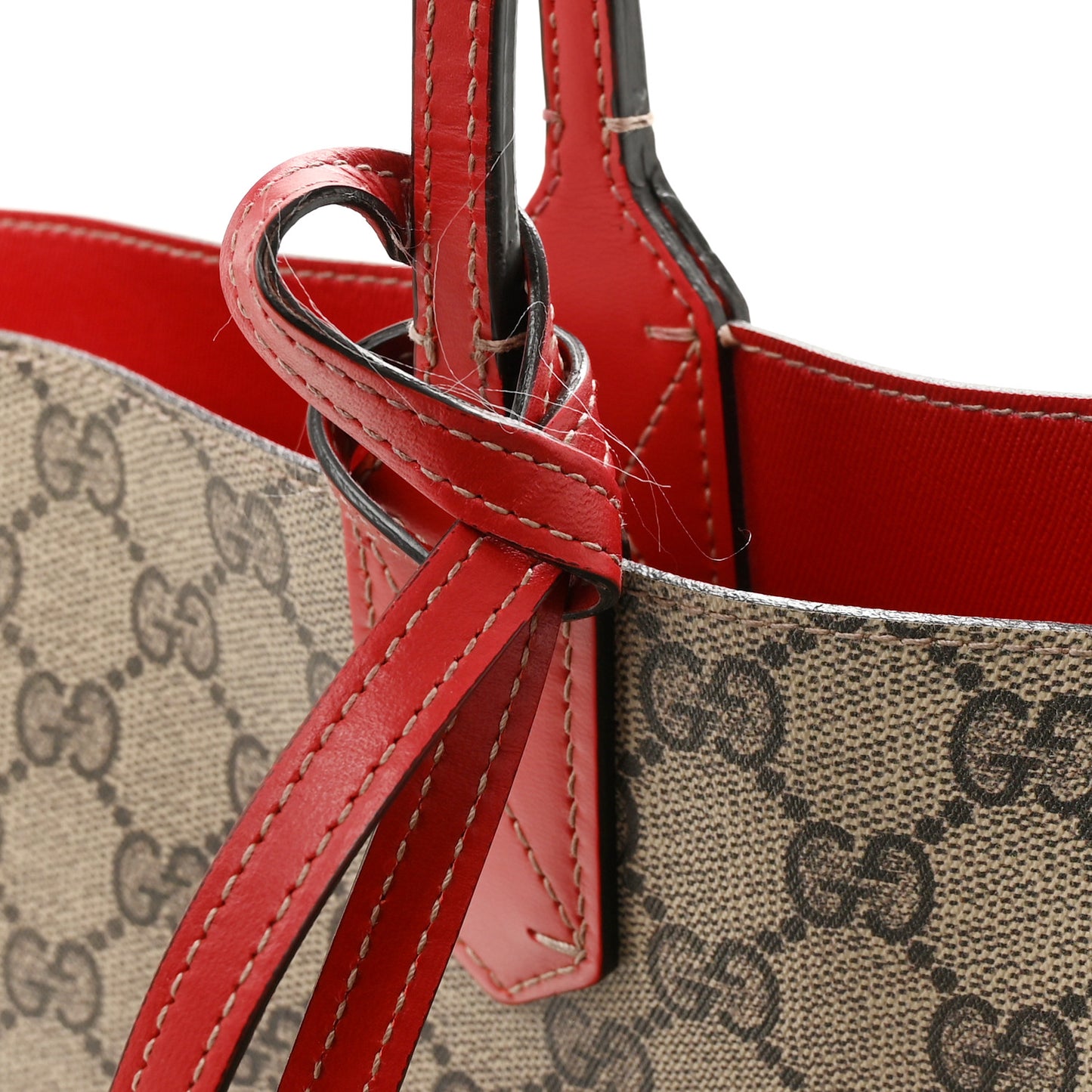 GG Supreme Monogram Medium Reversible Tote Beige Red
