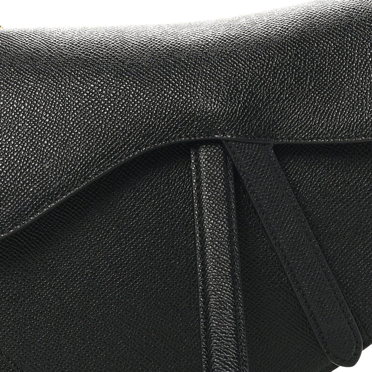 Christian Dior Grained Calfskin Saddle Bag With Strap Black 8 of 10