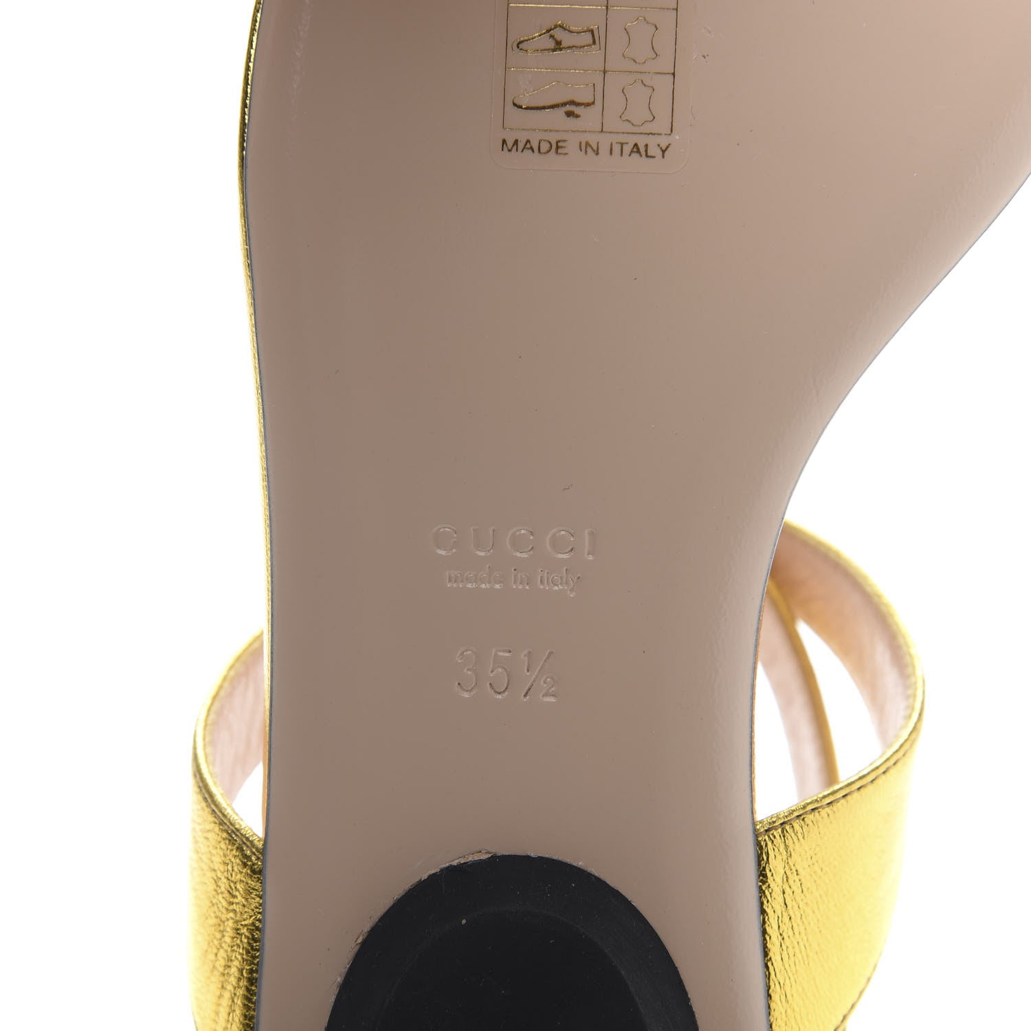 Gucci Metallic Lambskin Willow Pearl Sandals 35.5 Gold 7 of 7