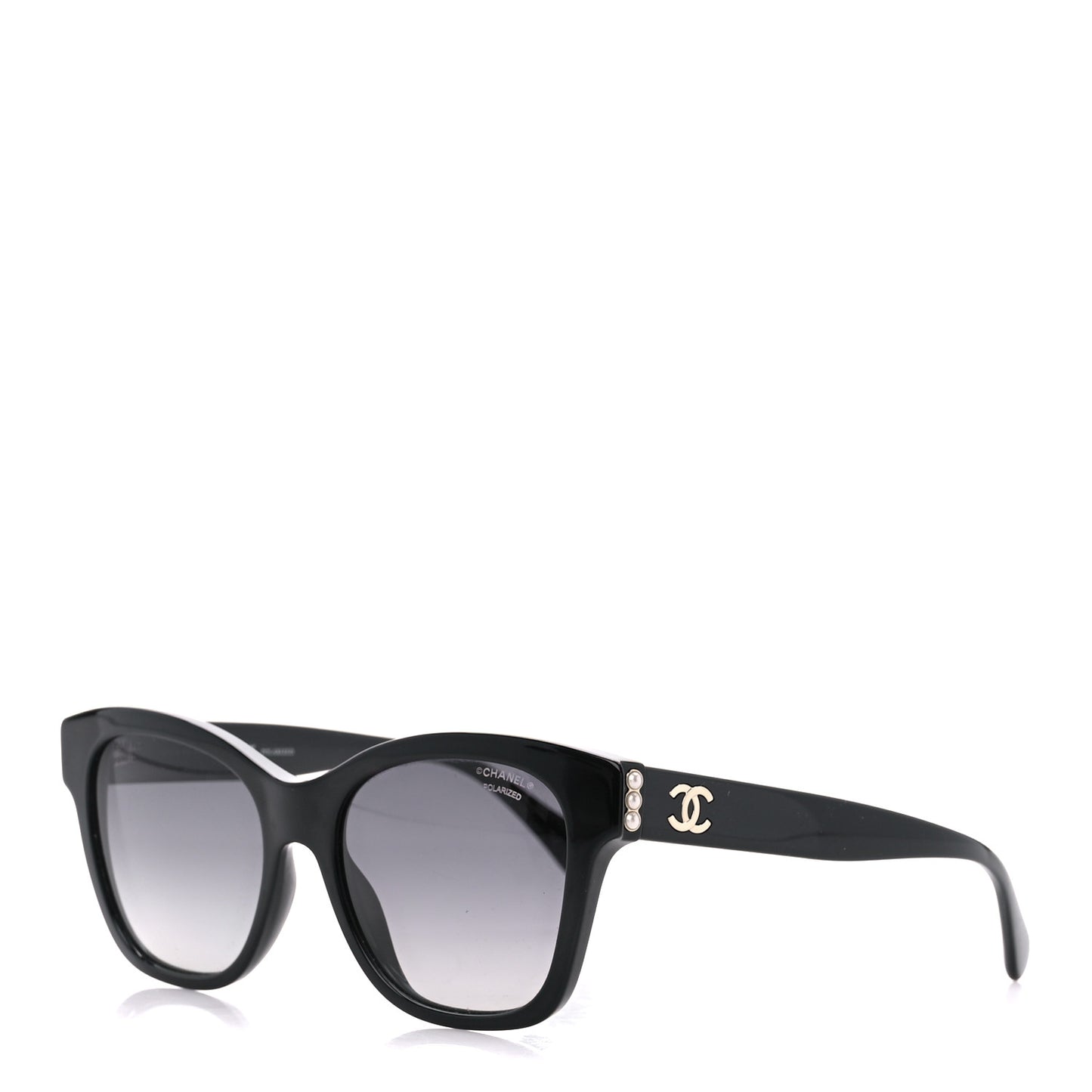 Acetate Polarized Pearl CC Square Sunglasses 5482-H Black