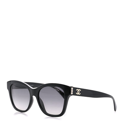 Chanel Acetate Polarized Pearl CC Square Sunglasses 5482-H Black 1 of 8