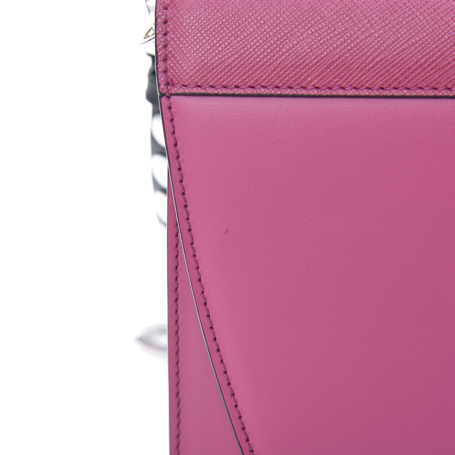 Prada Saffiano City Calfskin Studded Small Elektra Shoulder Bag Fuxia 10 of 10