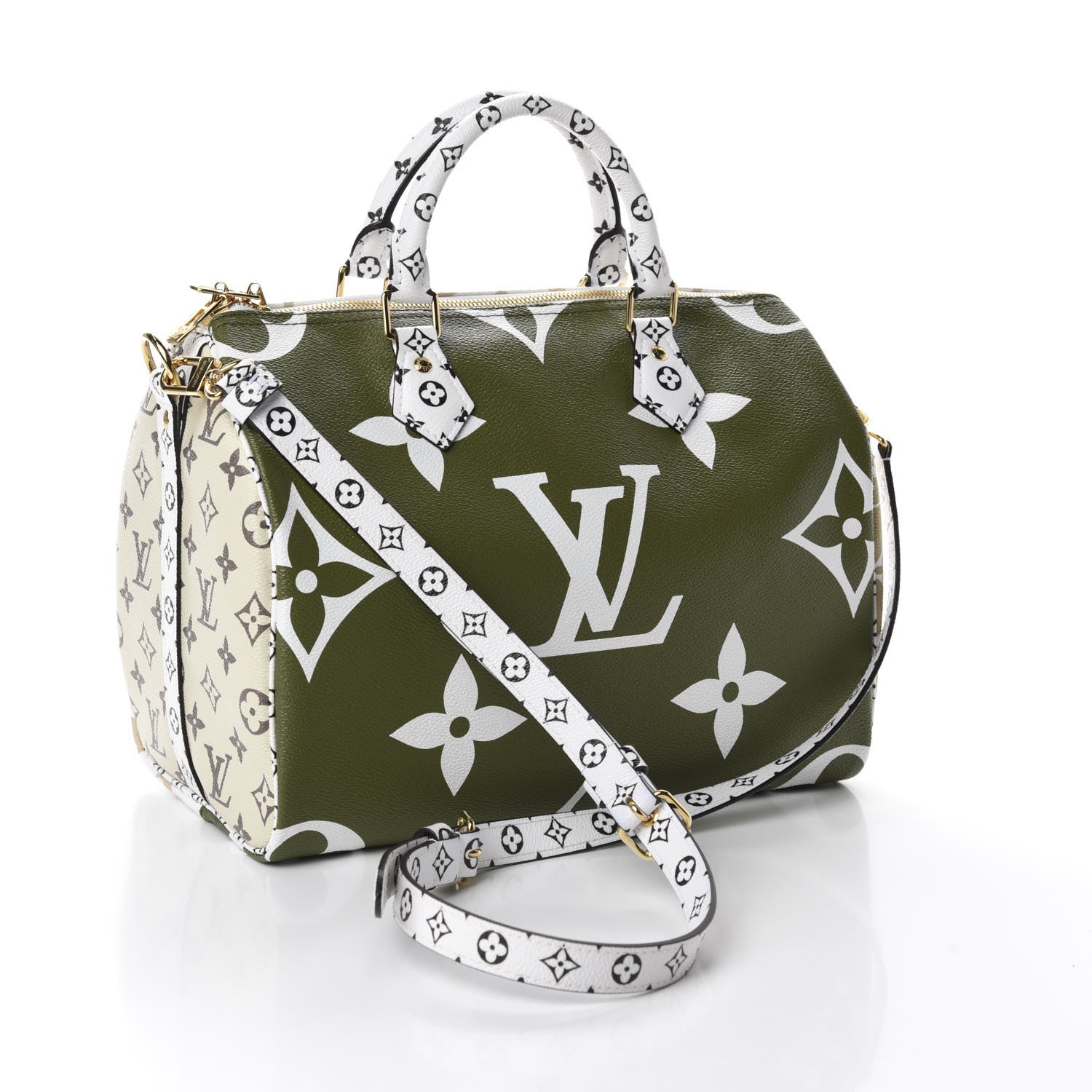 Louis Vuitton Monogram Giant Speedy Bandouliere 30 Kaki Beige 3 of 11