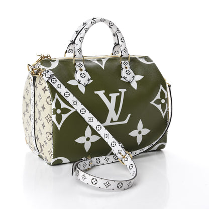 Louis Vuitton Monogram Giant Speedy Bandouliere 30 Kaki Beige 3 of 11