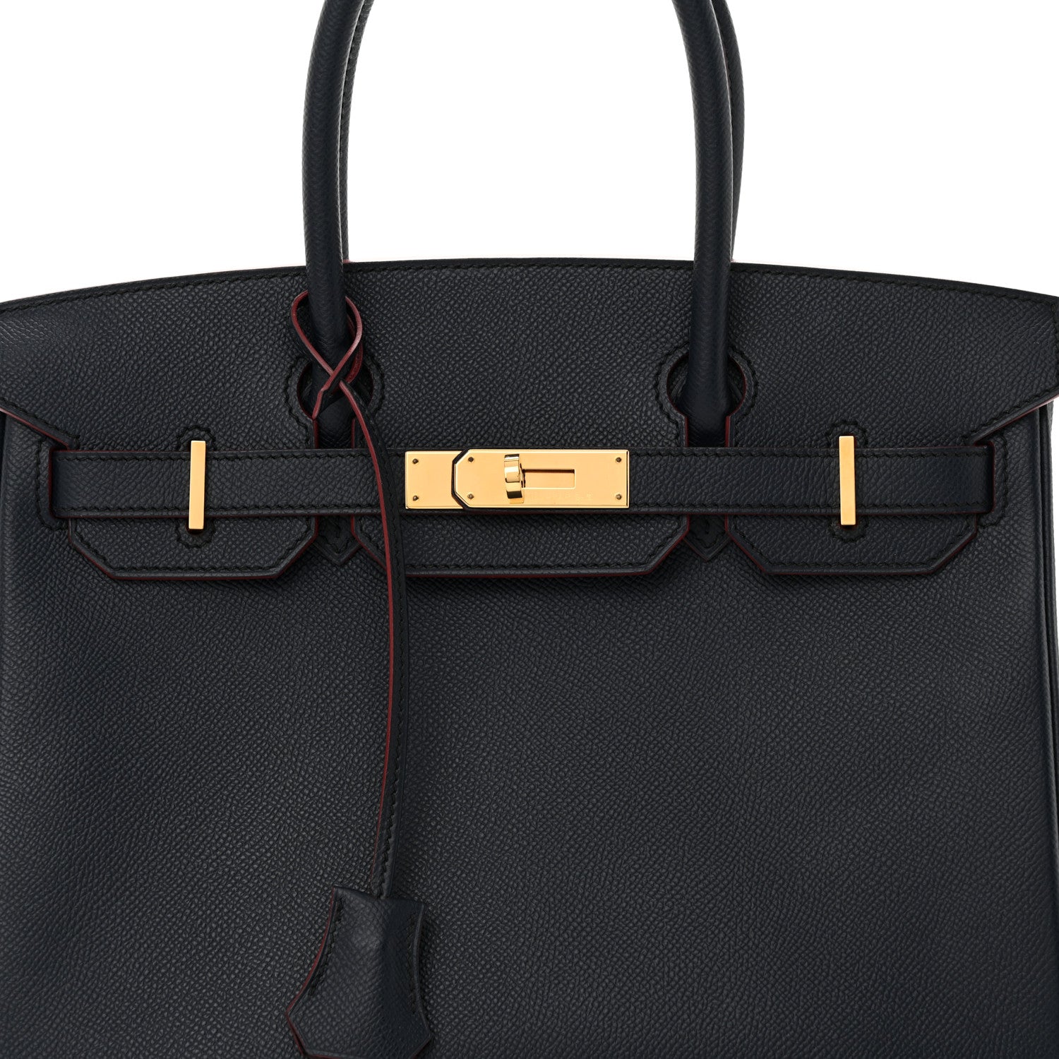 Hermes Epsom Contour Birkin 30 Bleu Indigo Rouge H 8 of 12