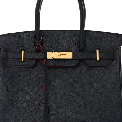 Hermes Epsom Contour Birkin 30 Bleu Indigo Rouge H 8 of 12