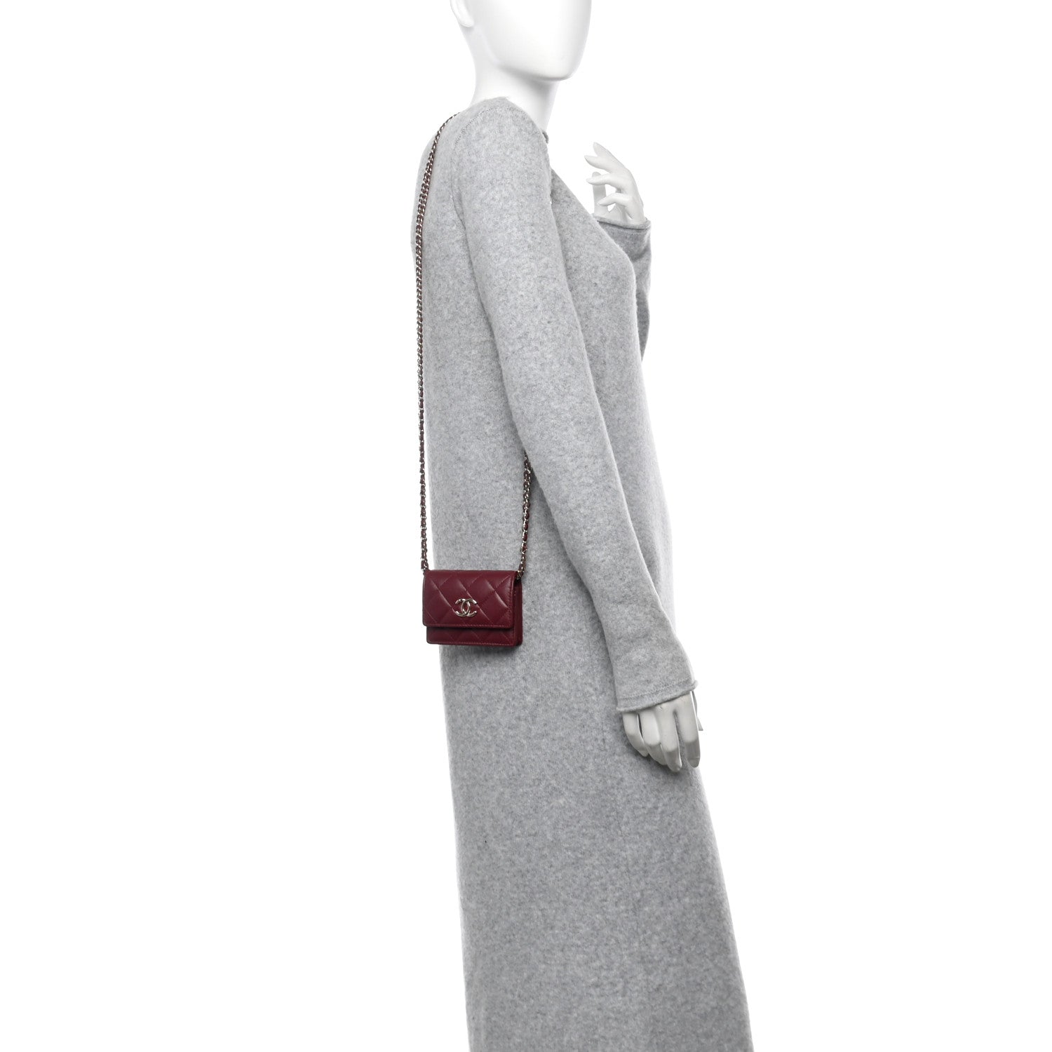 Chanel Lambskin Quilted Mini Flap With Chain Burgundy 3 of 11