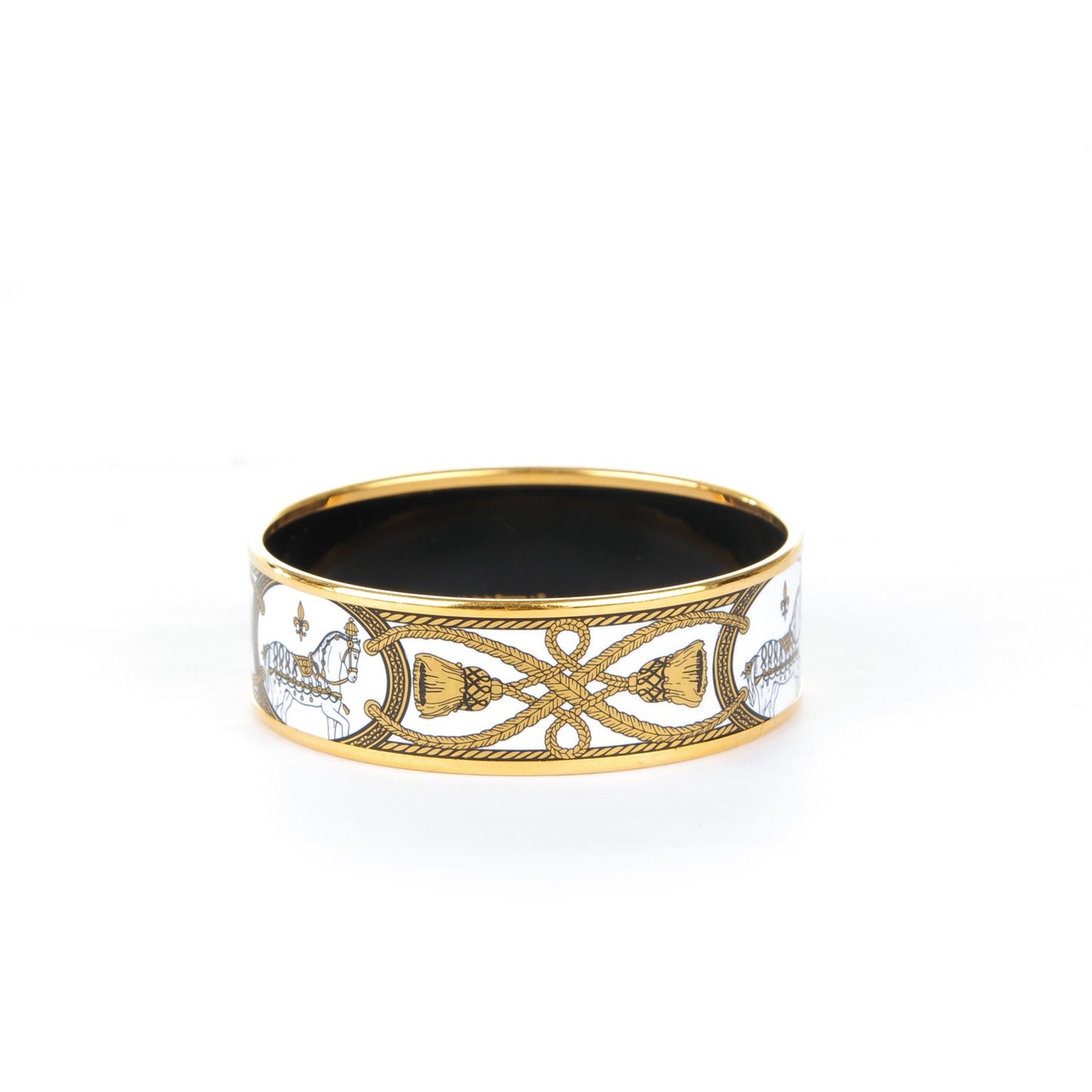 Enamel Printed Wide Grand Apparat Bracelet White 65