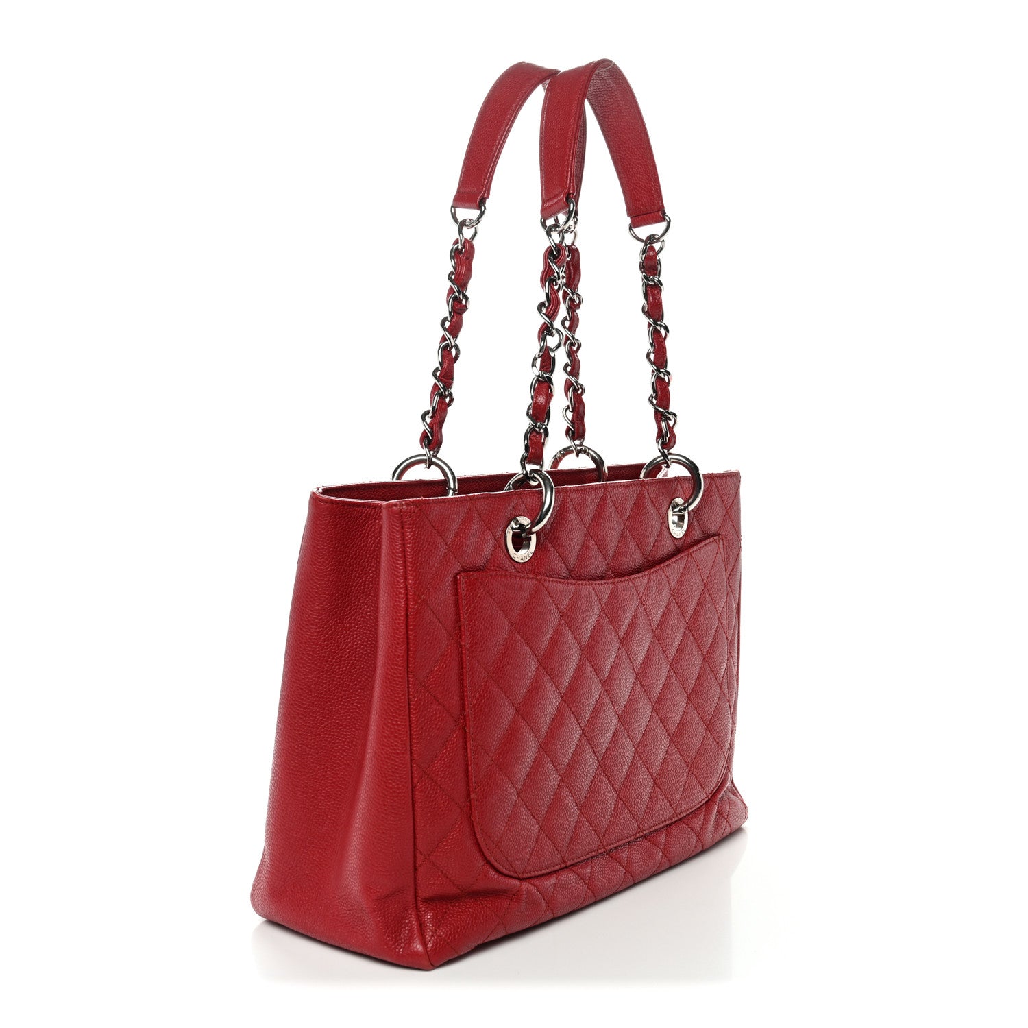 Chanel Caviar Quilted Grand Shopping Tote GST Red 3 of 14