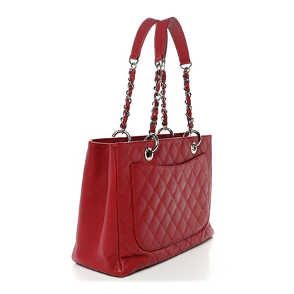 Chanel Caviar Quilted Grand Shopping Tote GST Red 3 of 14