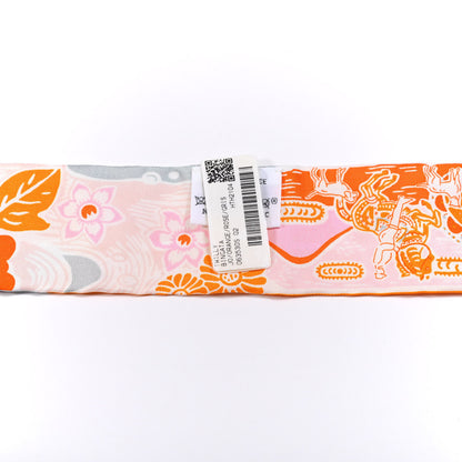 Hermes Silk Bingata Twilly Orange Rose Gris 2 of 4