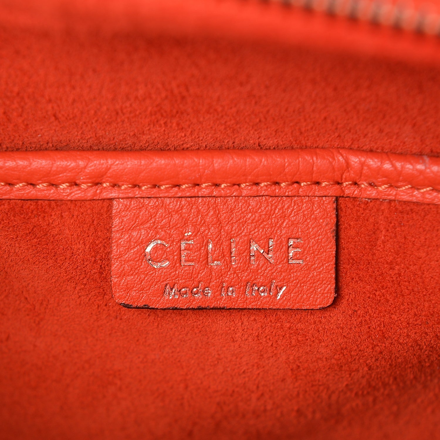 Celine Drummed Calfskin Nano Luggage Vermillion 6 of 6