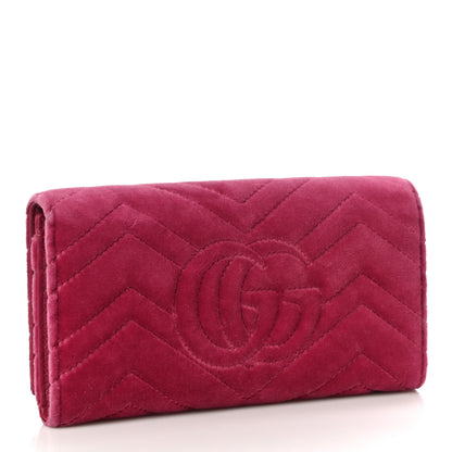 Gucci Velvet Matelasse Pearl Love Embroidered GG Marmont Wallet Light Raspberry Rose 3 of 12