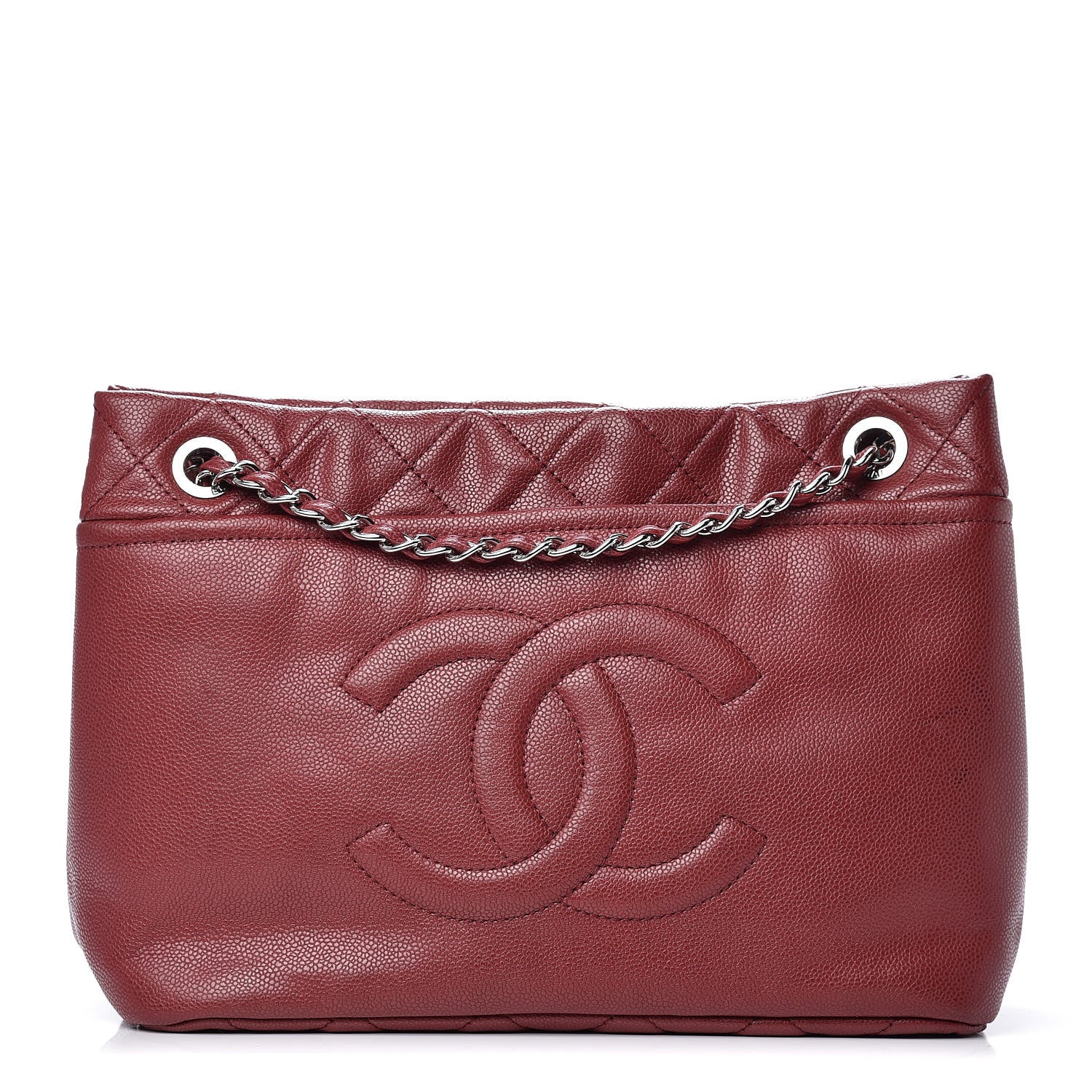 Chanel Caviar Quilted Large Timeless CC Soft Tote Dark Red 1 of 12
