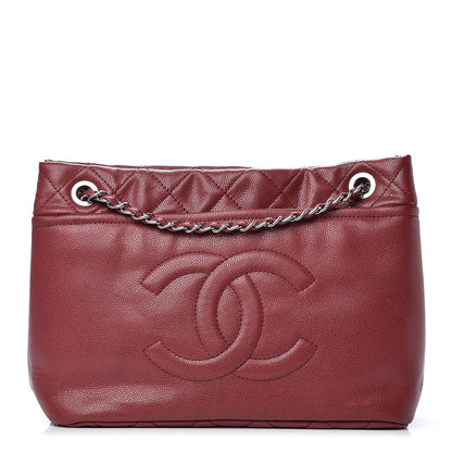 Chanel Caviar Quilted Large Timeless CC Soft Tote Dark Red 1 of 12