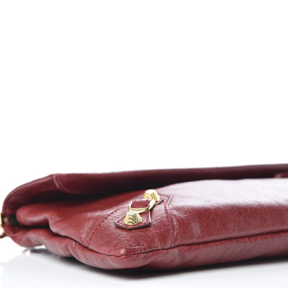 Balenciaga Agneau Giant 12 Gold Hardware Envelope Strap Clutch Rouge Cerise 7 of 12
