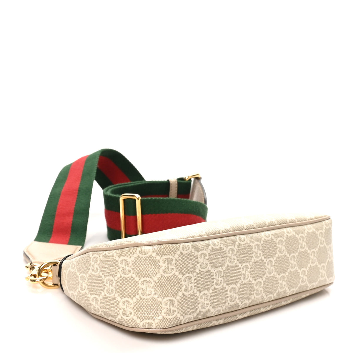 GG Supreme Monogram Textured Dollar Calfskin Web Small Ophidia GG Handbag Beige Mystic White Oatmeal