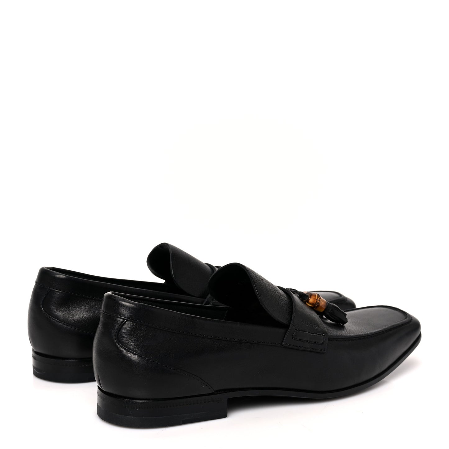 Calfskin Mens Bamboo Tassel Loafers 10.5 Black