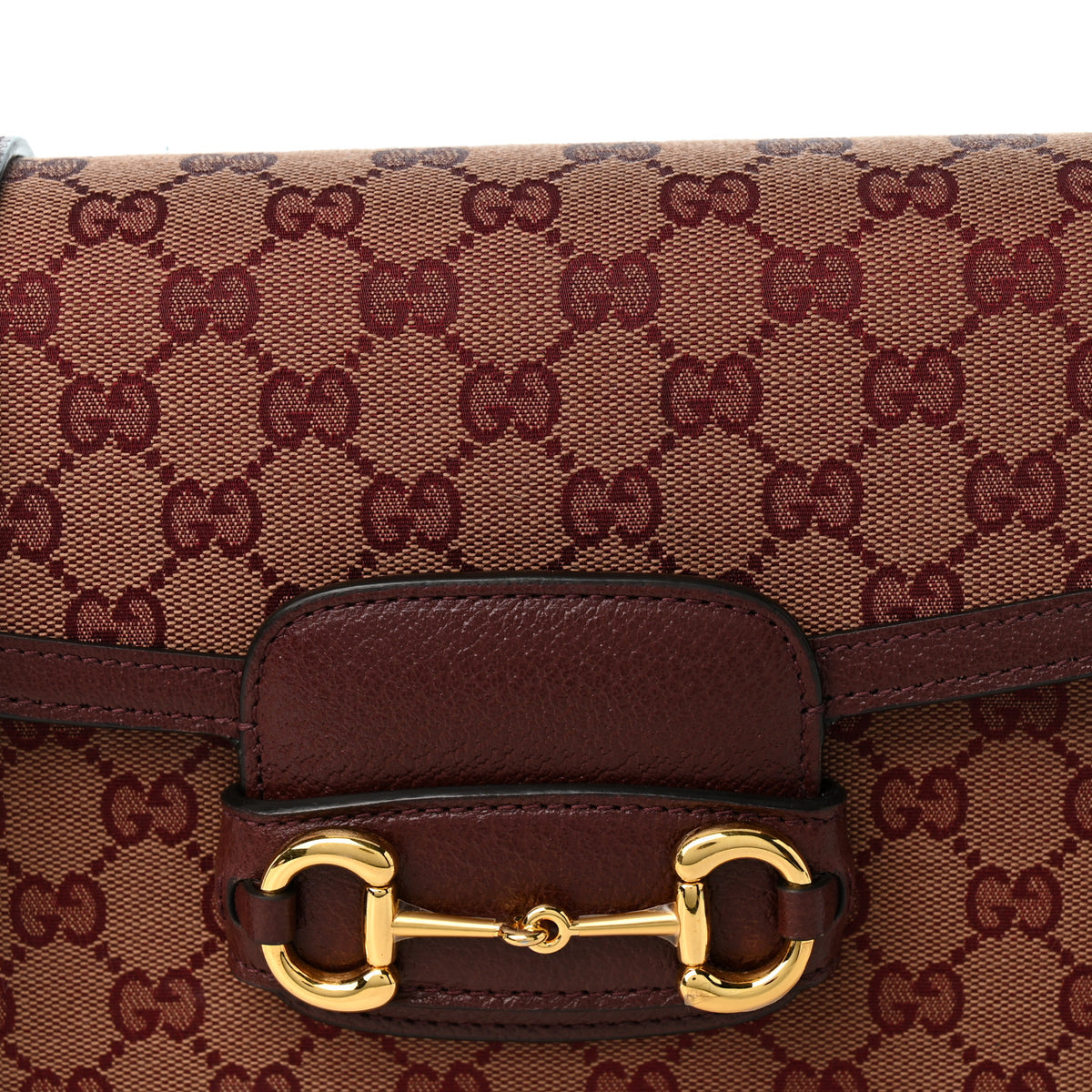 Monogram Textured Dollar Calfskin Horsebit 1955 Shoulder Bag Sahara Rubino Chardonnay