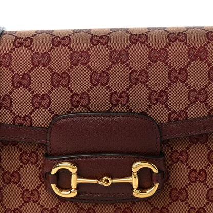 Gucci Monogram Textured Dollar Calfskin Horsebit 1955 Shoulder Bag Sahara Rubino Chardonnay 8 of 10