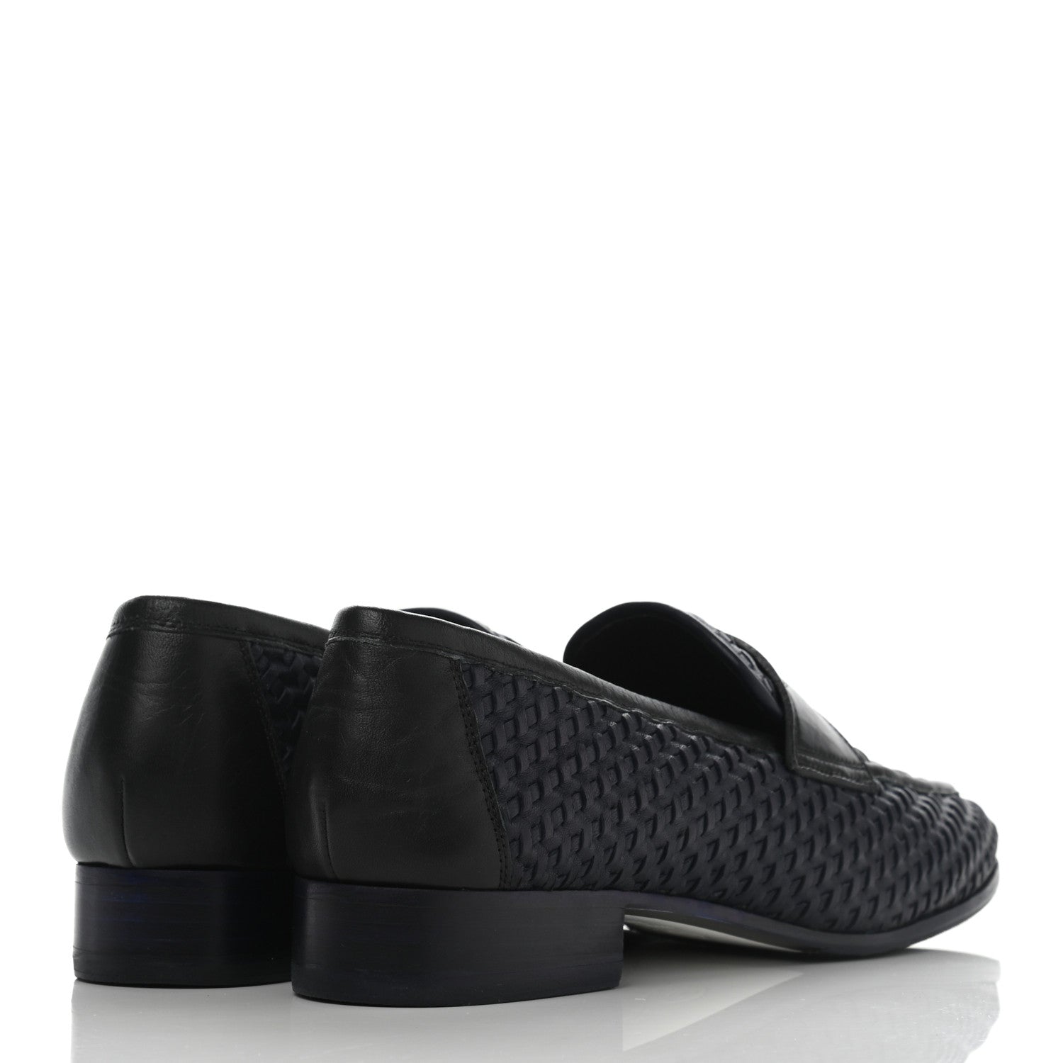 Chanel Lambskin Calfskin Braided Mocassin Loafers 38.5 Navy Black 4 of 8
