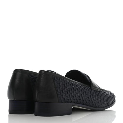 Chanel Lambskin Calfskin Braided Mocassin Loafers 38.5 Navy Black 4 of 8