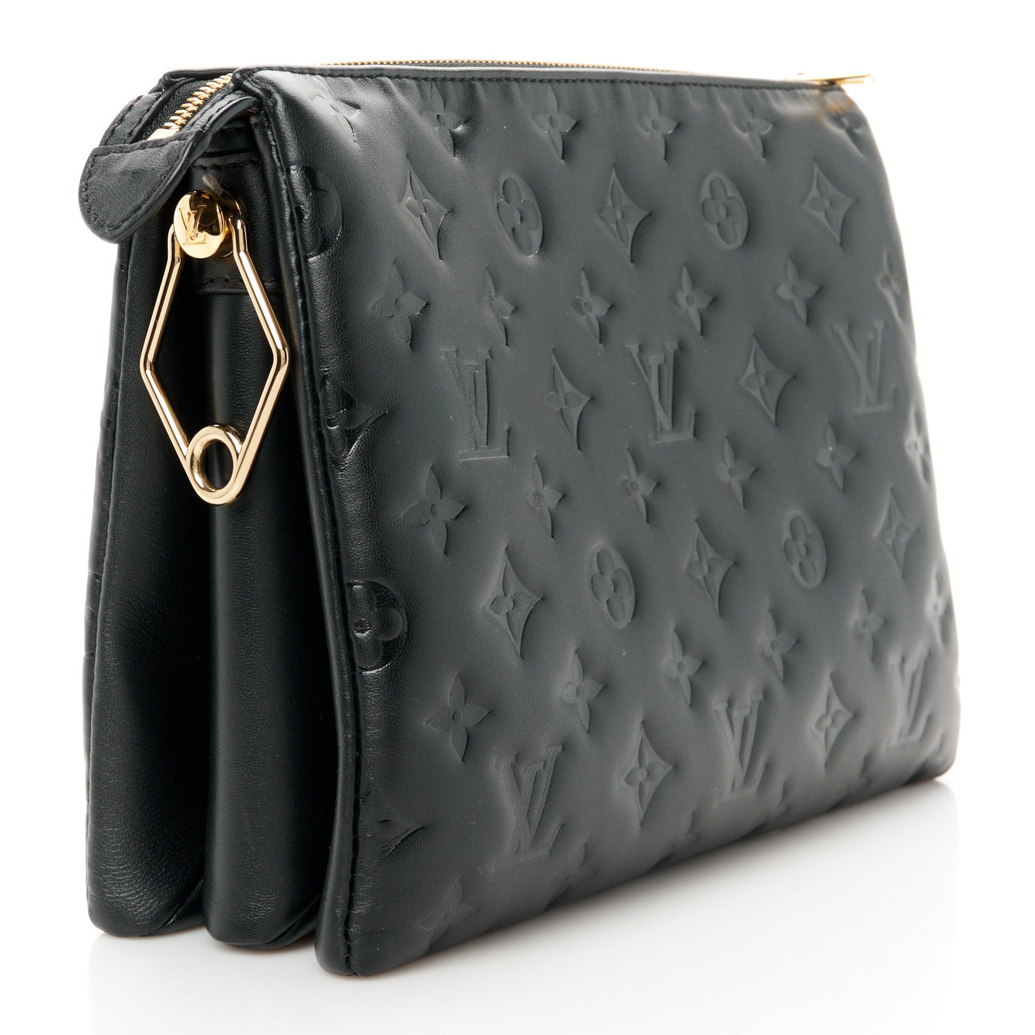Louis Vuitton Lambskin Embossed Monogram Coussin PM Black 3 of 11