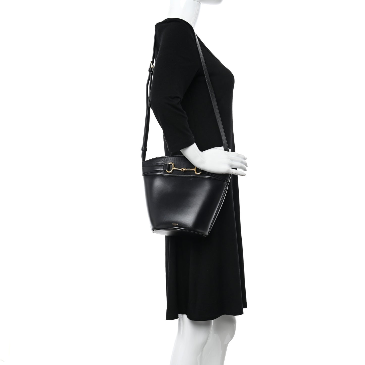 Calfskin Crecy Bucket Bag Black