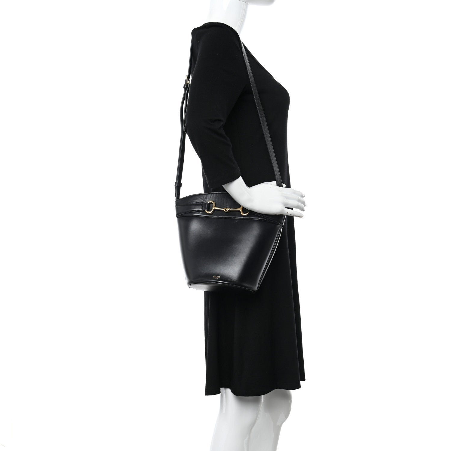 Celine Calfskin Crecy Bucket Bag Black 2 of 10