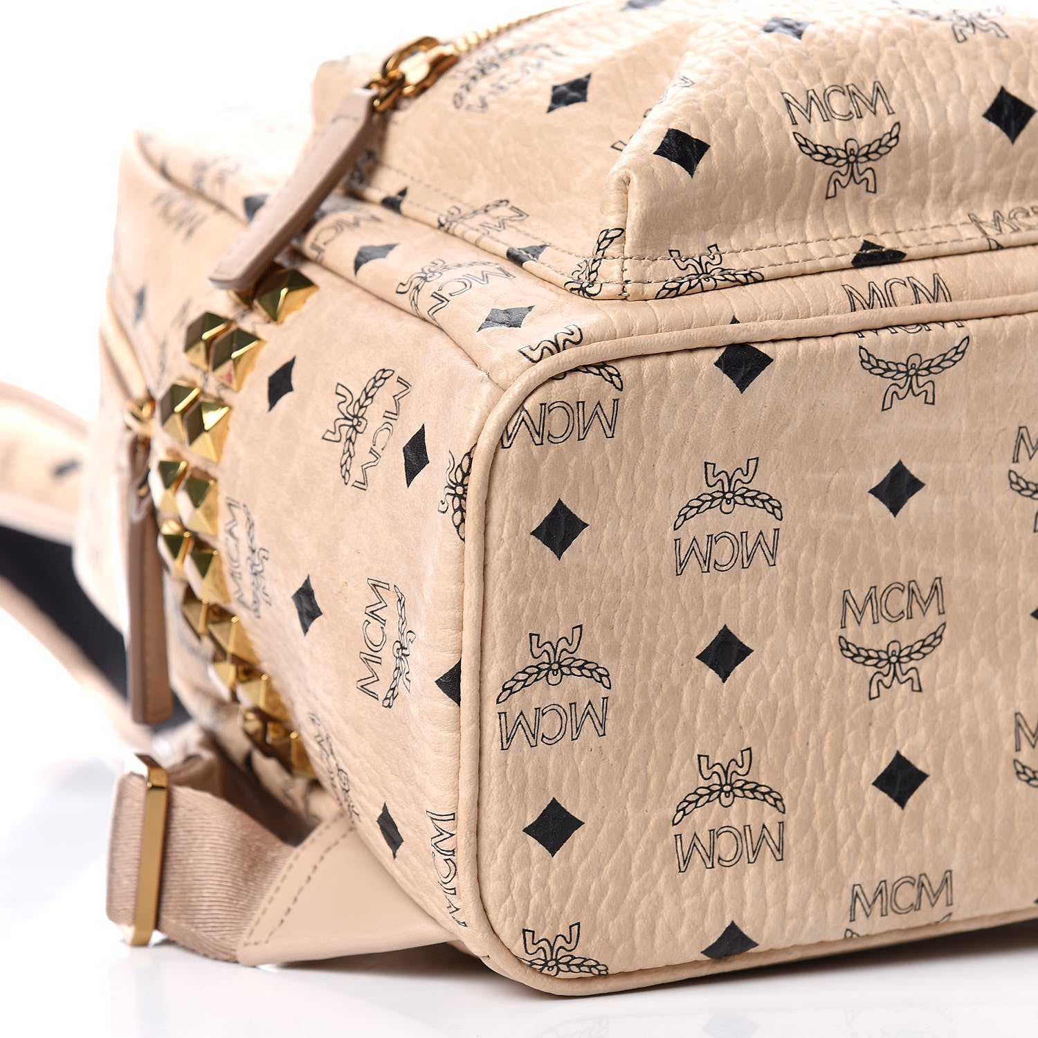 MCM Visetos Small Side Stud Stark Backpack Beige 5 of 10