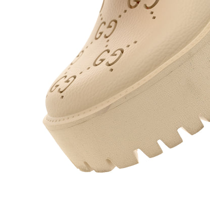 Gucci Rubber GG Monogram Perforated Elea Platform 55mm Lug Sole Sandals 37 Mystic White 10 of 13