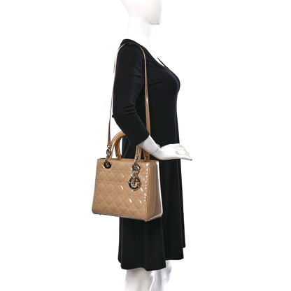 Christian Dior Patent Cannage Medium Lady Dior Beige 2 of 15