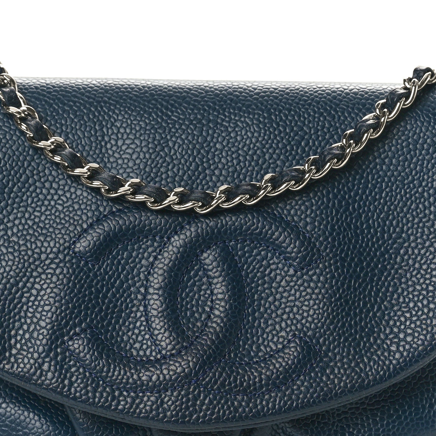 Chanel Caviar Half Moon Wallet On Chain WOC Navy 8 of 10