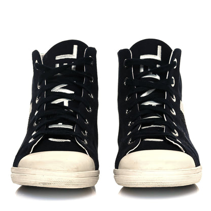 Chanel Canvas CC High Top Sneakers 41 Black White 2 of 7